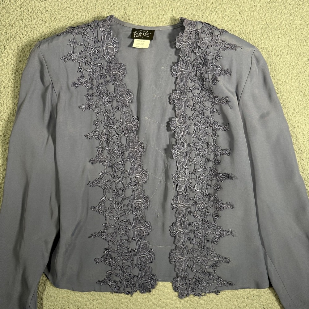 Wild Rose Lace Jacket Womens 16 Purple Open Front Formal Dressy Party Occasion - Picture 3 of 16